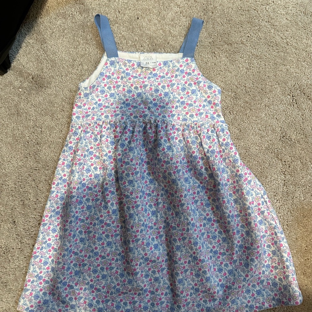 Floral Kids Dress with Blue Straps